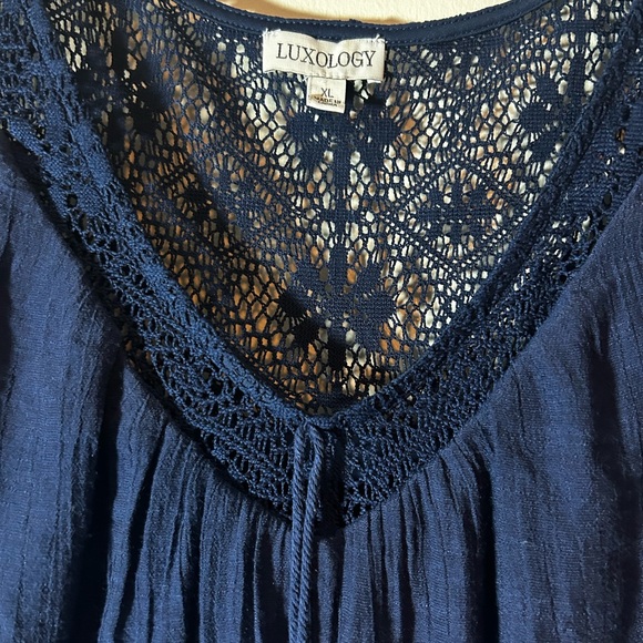 Luxology XL Navy Peasant Mom Core Tiered Maxi Dress - Picture 2 of 8